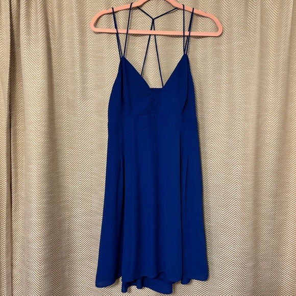 Express Blue Babydoll Skater Spaghetti Strap Chiffon Summer Dress, SZ 12 - Picture 1 of 13
